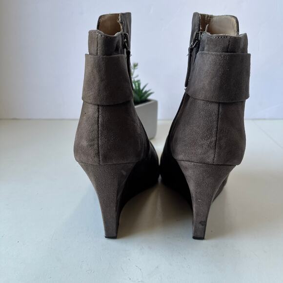 Zara Trafaluc Y2K Wedge Womens Ankle Boot 8.5 Faux Suede Neutral Edgy Streetwear - Picture 6 of 14